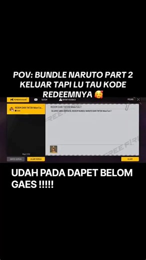 DAPAT BANDEL NARUTO PAKAI KODE REDEEM GRATIS !!! #ff #ffshorts #garenafreefire