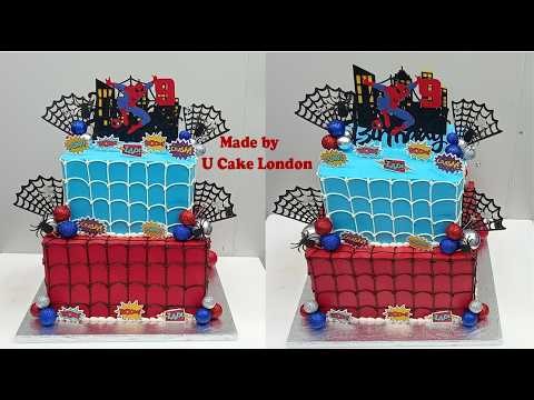 How to make a square 2 tier spiderman cake step by step