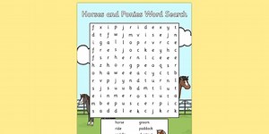 Horses and Ponies Word Search