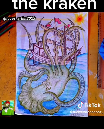 the kraken drawing pirates of the caribbean. Desenho do kraken. #kraken #piratesofthecaribbean #deadsmanchest #obaudamorte #piratasdocaribe2 #2023❤😍 #drawings #lulagigante #polvogigante #mitologianordica #criaturasmarinhas #spedddrawinig