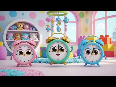 Eight Little Toy Alarm Clocks Ring Ring Ring | Telling Time & Counting Song for Kids