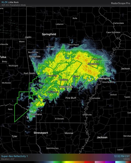 This radar image shows rain continuing but there is somewhat of a decrease in the west. #arwx | US National Weather Service Little Rock Arkansas