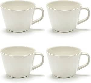 Serax Cappuccino Cups | Cena by Vincent Van Duysen | 4 Porcelain Coffee Mugs in ivory white | Reusable for hot flavored Coffee | Mug Set for at Home or to go | Espresso, Latte | Kitchen Set