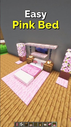 How to Make a Pink Bed Design in Minecraft – Cozy Build | CupSapling #minecraft #shorts #easy
