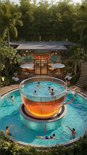 Swimming Inside a Giant Tea Cup ☕🏊 | Unreal Pool Design