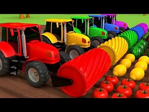 Harvesting Fruits and Vegetables with Tractors Learn Colors