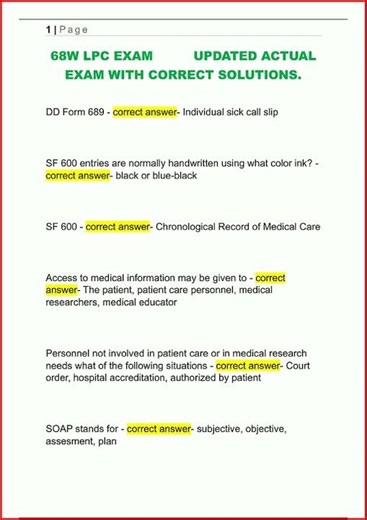 68W Lpc Exam Updated Actual Exam With Correct Solutions859 video