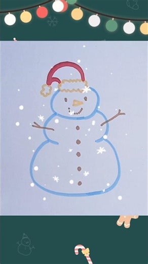 How to Draw a Cute Snowman with Santa Hat ❄️#SnowmanDrawing #CuteDrawing #EasyDrawing #shorts
