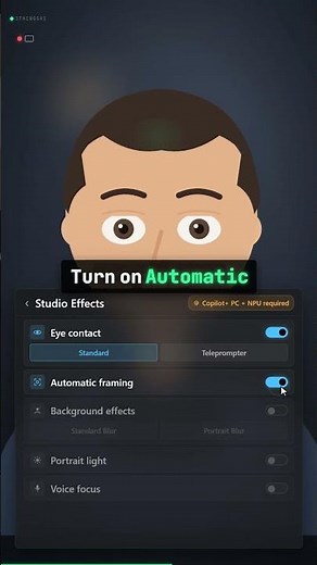 Windows Hidden Webcam Setting: Look at the Camera (Studio Effects)