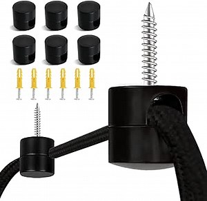 KOLTIME 6 Pack Swag Ceiling Hooks for Hanging Lights Aluminium Modern Hanging Lamp Cable Hook DIY Ceiling Chandelier Swag Hooks for Plug in Pendant Lighting with Cord