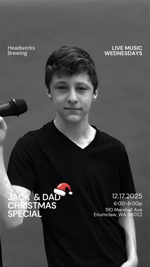 Headworks Brewing on Instagram: "Join us tonight from 6:00-8:00p for some live Christmas music from one of our most-loved Open Mic Musician duos, Jack & Dad! 🎙️🎅🏼 Jack is a talented 15-year-old singer who is accompanied by his Dad on acoustic guitar. Jack’s style is genre-less but could be described as ‘acoustic/melodic’. Music includes a mix of heartfelt and fun songs from classics, light country, and modern acoustic pop, as well as some traditional jazz standards. Jack brings his own arrang
