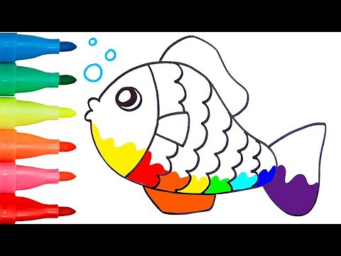 🐠🌈 DRAW and COLOR a Rainbow FISH | Fun Art Tutorial for Kids