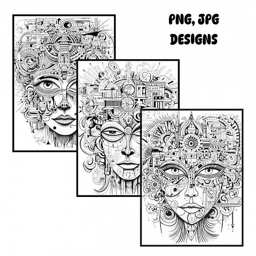Zendoodle Faces Art | Mindful Zentangle Portrait Drawing