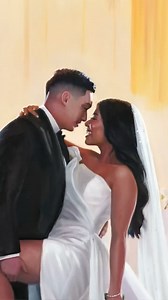 I never expected Jen & David’s reaction to go like this. I cannot even begin to explain how special it is to have this level of excitement and love in response to something I created for them. 🥹 Forever touched. #liveweddingpainting #weddingpainter | The Wedding Painter / Rebekka