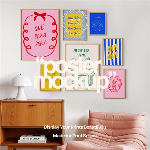 Gallery Wall Frame Mockup | 7 Poster Bundle Template | 3x4 Ratio | PSD JPG - Etsy