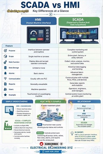 SCADA vs HMI Explained in 60 Seconds | 9 Key Differences Every Engineer Must Know ⚡