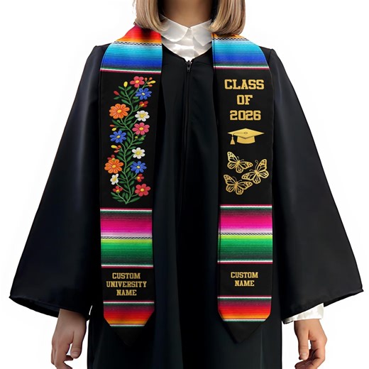Personalized Mexican Graduation Stole, Custom Mexican Graduation Sash, Class of 2026 Mexican Stole, Mexican Graduation Gift ID-1230-QOTQ - Etsy