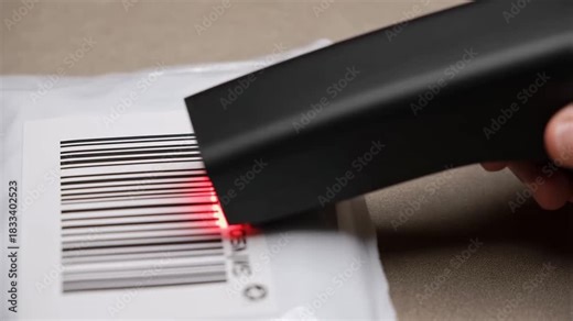 A person is using a handheld scanner to read a barcode on a package in a shipping area. This process is essential for tracking and managing inventory efficiently.