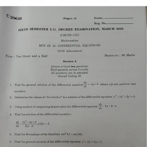 Differential Equations 20 - Differential Equation - Notes - Teachmint