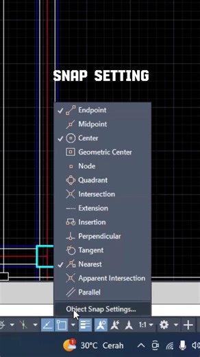 Tips and Trick Autocad #part10 SNAP SETTING