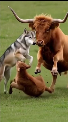 Highland cow vs wolf