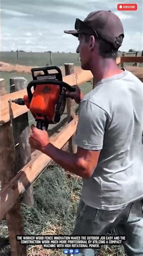 Worker Wood Fence Innovation Makes Installation Job Easy Work