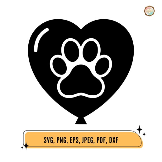 Dog Paw Heart Balloon SVG, Pet Lover Graphic (digital Download) - Etsy