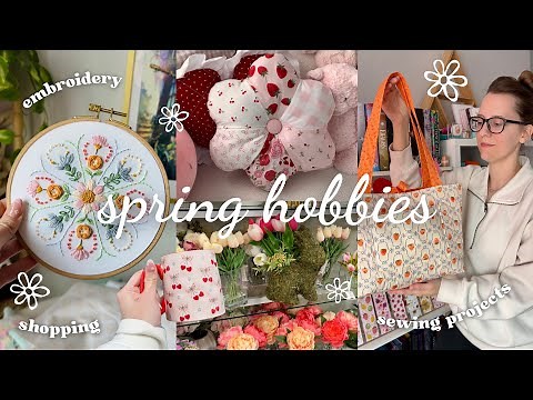 Ready for Spring 🌷🪡 sewing quilted tote bag, flower pillow, shopping, & cozy spring hobbies!