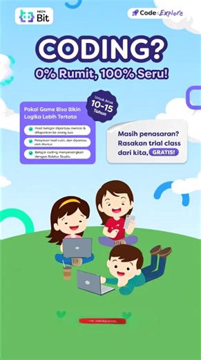 Ayah dan Bunda, pernah gak kepikiran kalo belajar coding bisa segampang main game! Apalagi anak-anak hobi banget main game Roblox. Sudah waktunya ubah hobi jadi mahakarya! Di Code & Explore, anak diajarkan konsep dasar coding, desain game, dan logika komputasi lewat Roblox Studio. Cocok untuk Umur 10-15 Tahun! Fasilitas yang akan di dapatkan: • Mentor mendampingi langsung, pembelajaran bertahap. • Progress anak dilaporkan rutin kepada orang tua. • Kuota terbatas tiap sesi agar lebih fokus. Kalo 