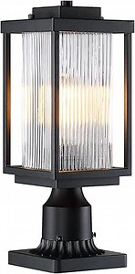 Outdoor Post Lights, 16.5inch Modern Black Exterior Lamp Post Light Fixture with Pier Mount Base, Waterproof Light Posts for Patio, Garden, Yard, Balcony, Pathway