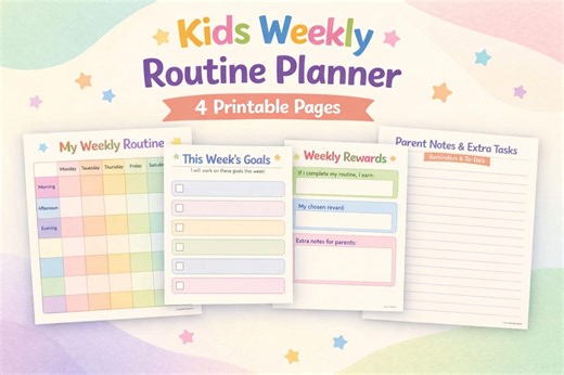 Kids Weekly Routine Planner Printable | Goals, Rewards & Parent Notes | Instant Download - Etsy