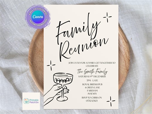 Family Reunion Invitation Template – Editable Printable Family Gathering Invite, Digital Download - Etsy