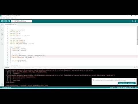 How to fix the compilation error : ‘ledcSetup’ was not declared in this scope