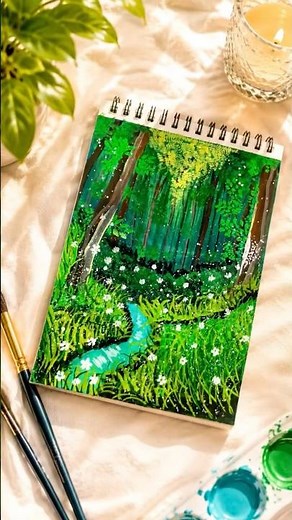 Acrylic Painting for Beginners | Dreamy Moonlight Forest Painting | painting ideas |acrylic painting