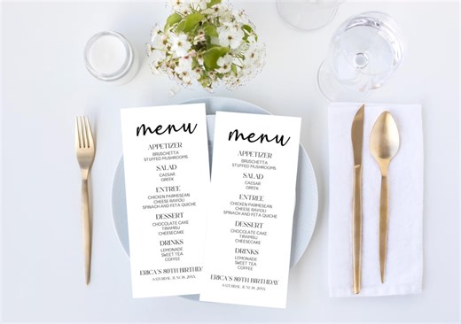 Editable Birthday Party Menu | Minimalist Black White Birthday Party Menu | Modern Elegant - Etsy Canada