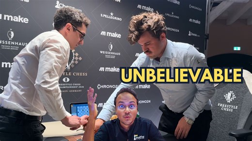 A swing so brutal that it turned the entire World Championship around! Fabiano Caruana vs Magnus Carlsen at the FIDE Freestyle Chess World Championships 2026 Game 3. Commentary by IM Sagar Shah. Video: ChessBase India Edited by Ravindra Potawad #Chess #ChessBaseIndia #MagnusCarlsen #fabianocaruana | ChessBase India