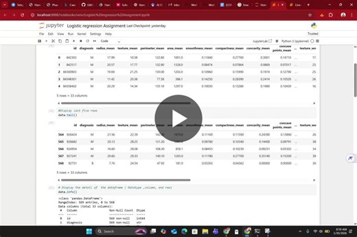 #regression #classification #machinelearning #datascience #logisticregression #python #ejaztechai #supervisedlearning #ai #learninginpublic #cancerdetection #sklearn | Femi Addo