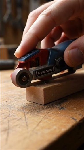 “Tiny Metal Belt Sander in Action 🔧 Mini Power Tool Smoothing Wood