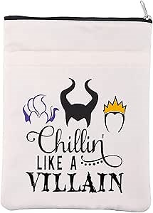 Villain Book Sleeve Evil Queen Book Cover Bad Witches Book Protector Bad Princesses Gift Bad Girl Gift Chillin is Like A Villain Zipper Pouch for Women Girls (Chillin is)
