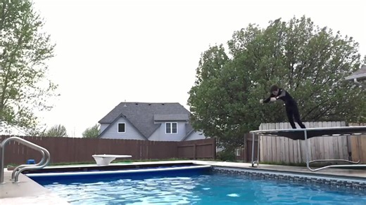 Triple Front Flip Into Pool Ends in Back Buster
