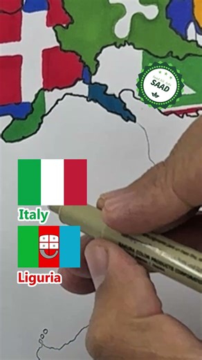 Liguria region flag map drawing 🇮🇹 | Disegno della mappa della bandiera della Liguria