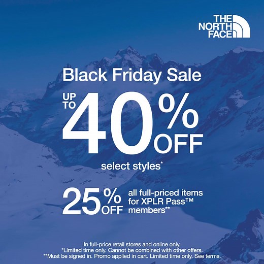 Epic adventures await with up to 40% off select styles. XPLR Pass™ members: take 25% off all full-priced items. | The North Face