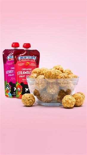 Snack smarter with our Strawberry PB&J Bites! Made with Crofter’s Organic Strawberry Squeeze-able Fruit Spread, creamy peanut butter, oats, and chia seeds, these no-bake bites are the perfect mix of sweet, nutty, and wholesome. Easy to make and packed with flavor, they’re a grab-and-go treat you’ll want to keep stocked in your fridge all week long.😀🥄🍓 #Crofters #CroftersOrganic #RealFruitFirstAlways | Crofter's Organic