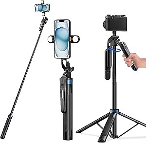 Amazon.com: UBeesize 64'' Extendable Selfie Stick Tripod with Light & Remote, Adjustable Phone Tripod Stand for iPhone 17-11, Android, Camera, Travel Vlogging & Video Recording : Cell Phones & Accessories