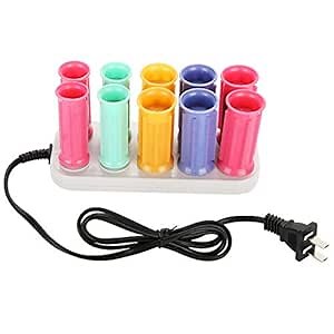Ymiko Hot Rollers, Instant Heat Compact Hot Rollers for Medium Hair, Professional Electric Heated Roller Curling Roll Hair Tube, Hair Styling Tool, Includes 10 Piece Rollers and 5 Clips, Multicolor