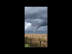 Thick Funnel Cloud Spins as Tornado Sweeps Through Central Illinois
