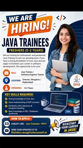 Java trainee #freshers #jobupdates #hyderabad #bangalore #chennai #hirespot #trending #ytshorts #job