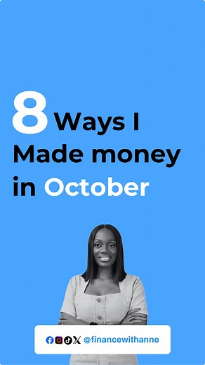 8 Income Streams in One Month? Yes, please! Number 8 is the sweetest 🥰 Here’s how I made money in October, from my job to my digital products and even my investments. The goal is multiple income streams not multiple stress. ✨ Now your turn: How did you make money in October? What’s your money plan for November? Drop it in the comments 👇🏾 #multiplestreamsofincome #howtomakemoney #sidehustlesthatwork #moneymakingtips #nigerianfinancecoach #personalfinance #digitalproducts #youtubeearnings #cons