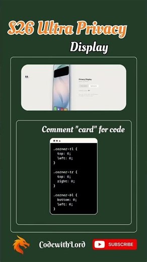 S26 Ultra Privacy Display UI Design | Modern Mobile UI Concept with Code Preview | CodewithLord
