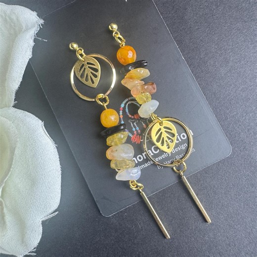 Handcrafted Quartz and Jade Earrings, Modern Asymmetrical Gemstone Earrings, Boho Chic Jewelry - Etsy